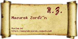Mazurek Zorán névjegykártya